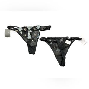 DEYLLO sexy sheer lace thong string side bikini panties size XL set of 2 NWT